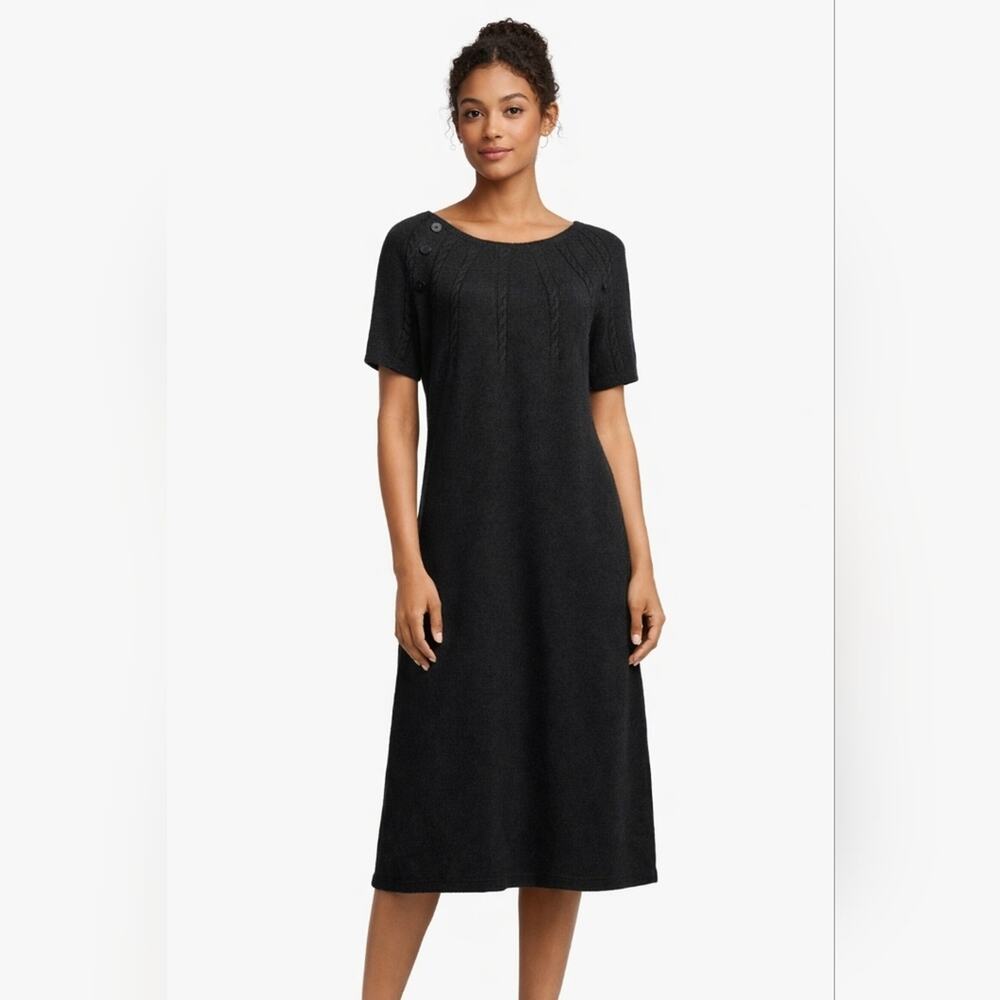 Calvin Klein Merino Wool Blend Cable Knit Stretch Sweater Dress SzL #1290 - Picture 1 of 6